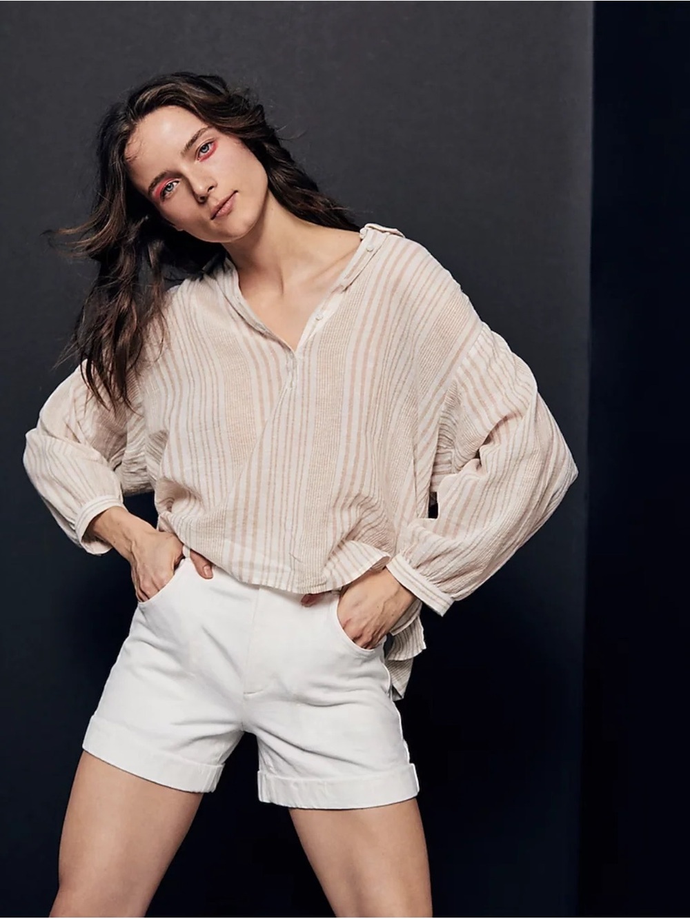 MADEWELL Striped Gauze Popover Blouse M